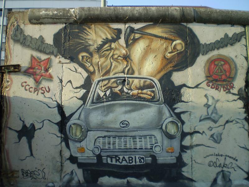 berlin 037.JPG - Regime change--Brezhnev and Honecker in a Trabant, breaking through the Berlin Wall